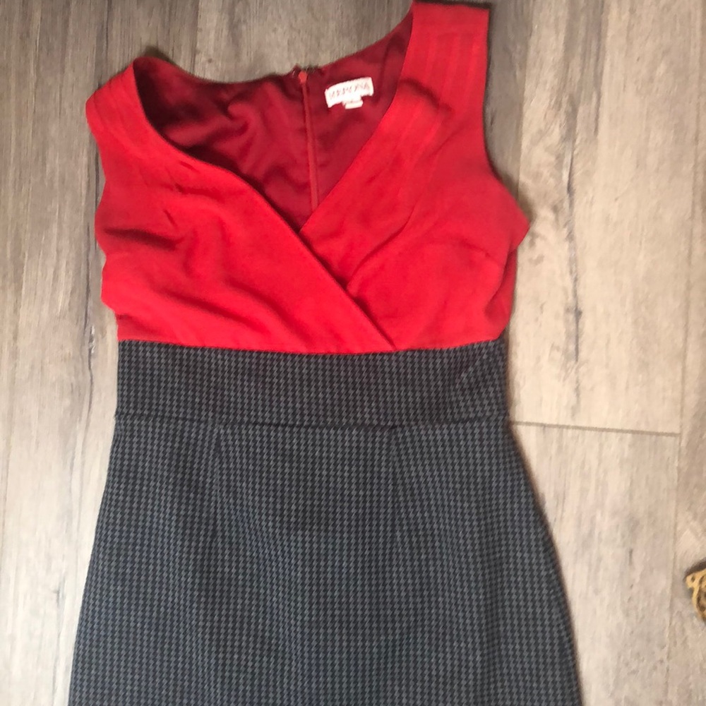 Merona red and grey sleeveless dress